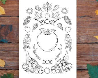 Mabon Herbst-Tagundnachtgleiche Malseite - Altar Dekoration - Heidnische Wand Dekoration