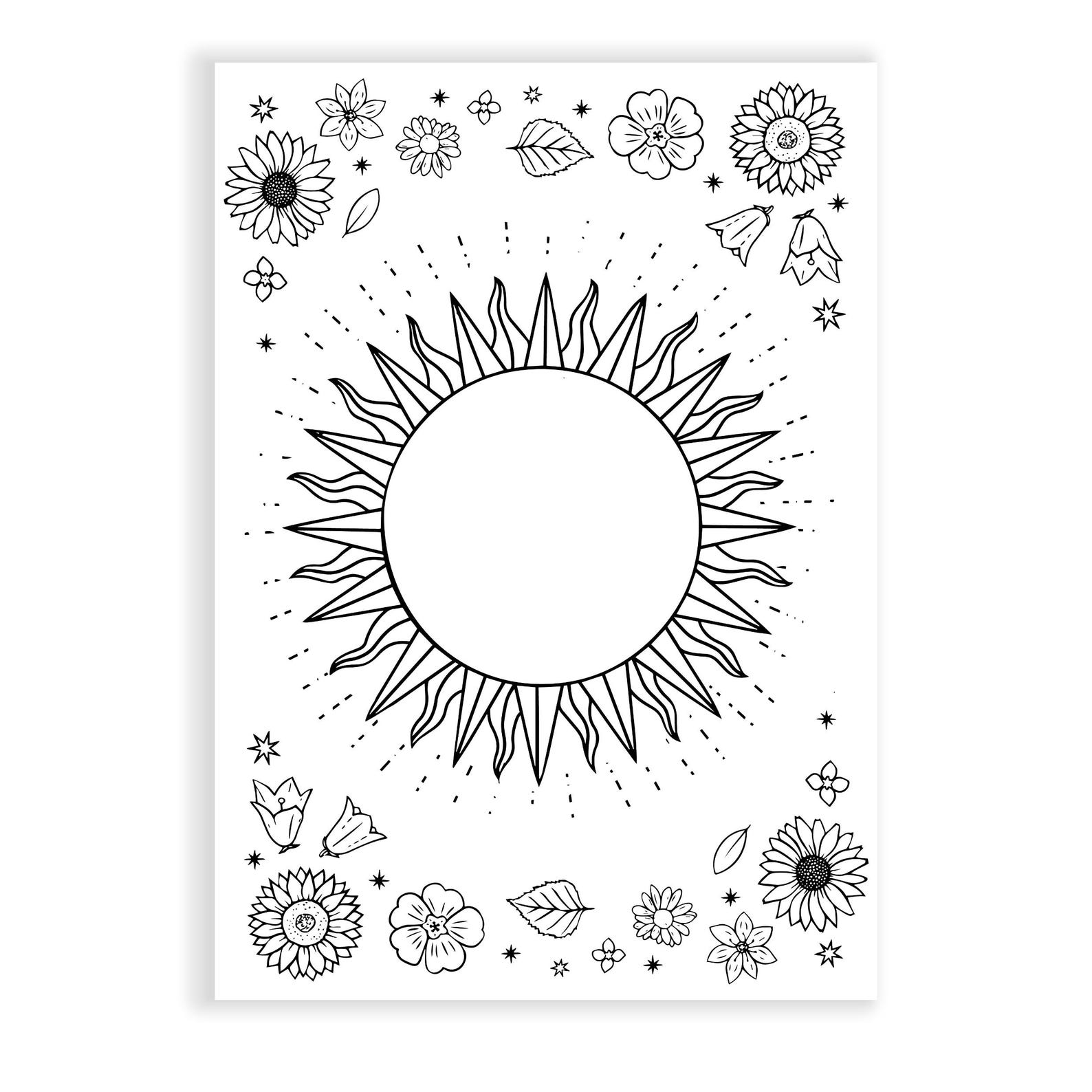 Spring Solstice Colouring Summer Solstice Sun Coloring Page | Printable Art (digital Download) - Etsy