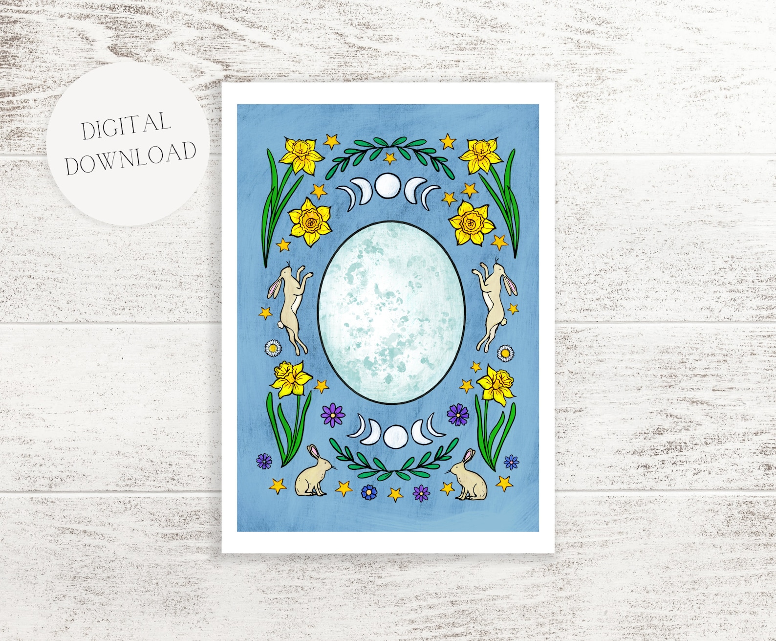 Easter Ostara Printable With Colouring Page Easter Artwork | Etsy