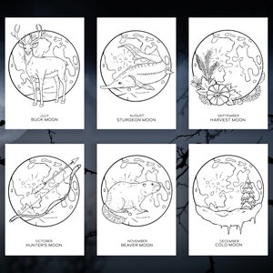 Moon Names Book 12 Moon Names Coloring Pages - Book of Shadows Printable (digital ...