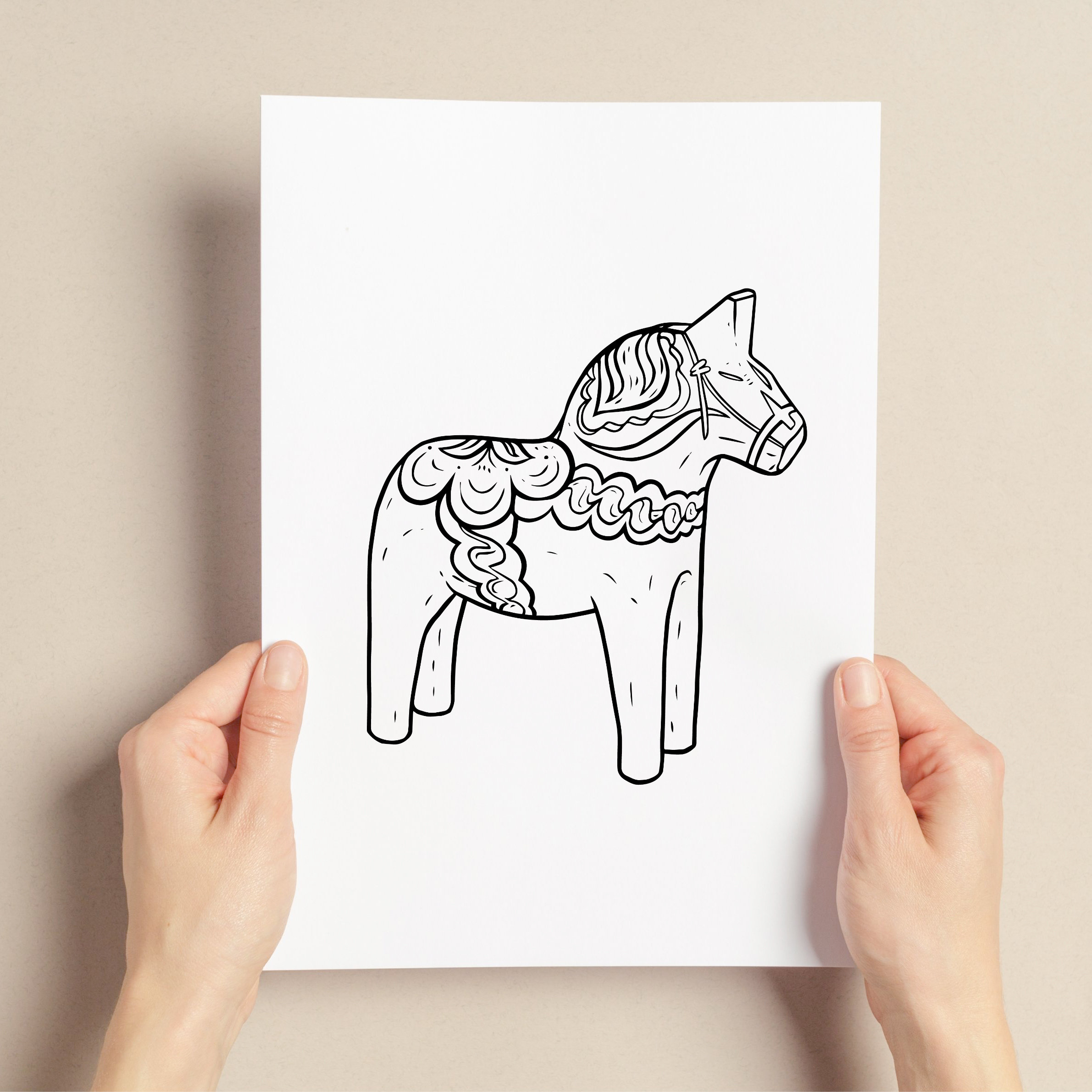 Dala Horse Printable - Swedish Dalahäst Colouring Page - DIY ...