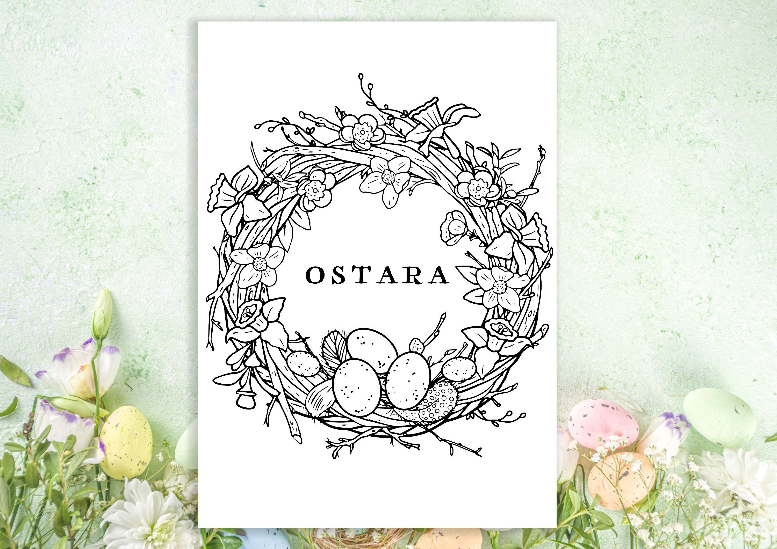 Ostara Wreath Colouring Page Pagan / Wiccan Sabbat Witchy Printable ...