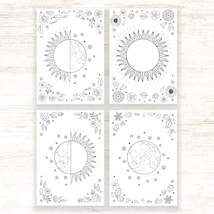 Ilustrações de Solstícios e Equinócios - Solstício de Inverno e Verão, Equinócio de Outono e Primavera Downloads Digitais Arte, Coloração Pagã