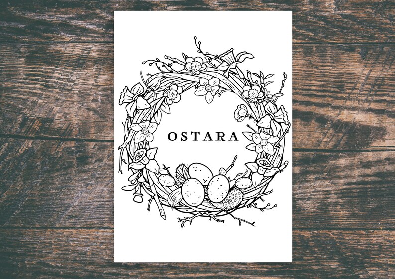 Ostara Wreath Colouring Page Pagan / Wiccan Sabbat Witchy Printable ...