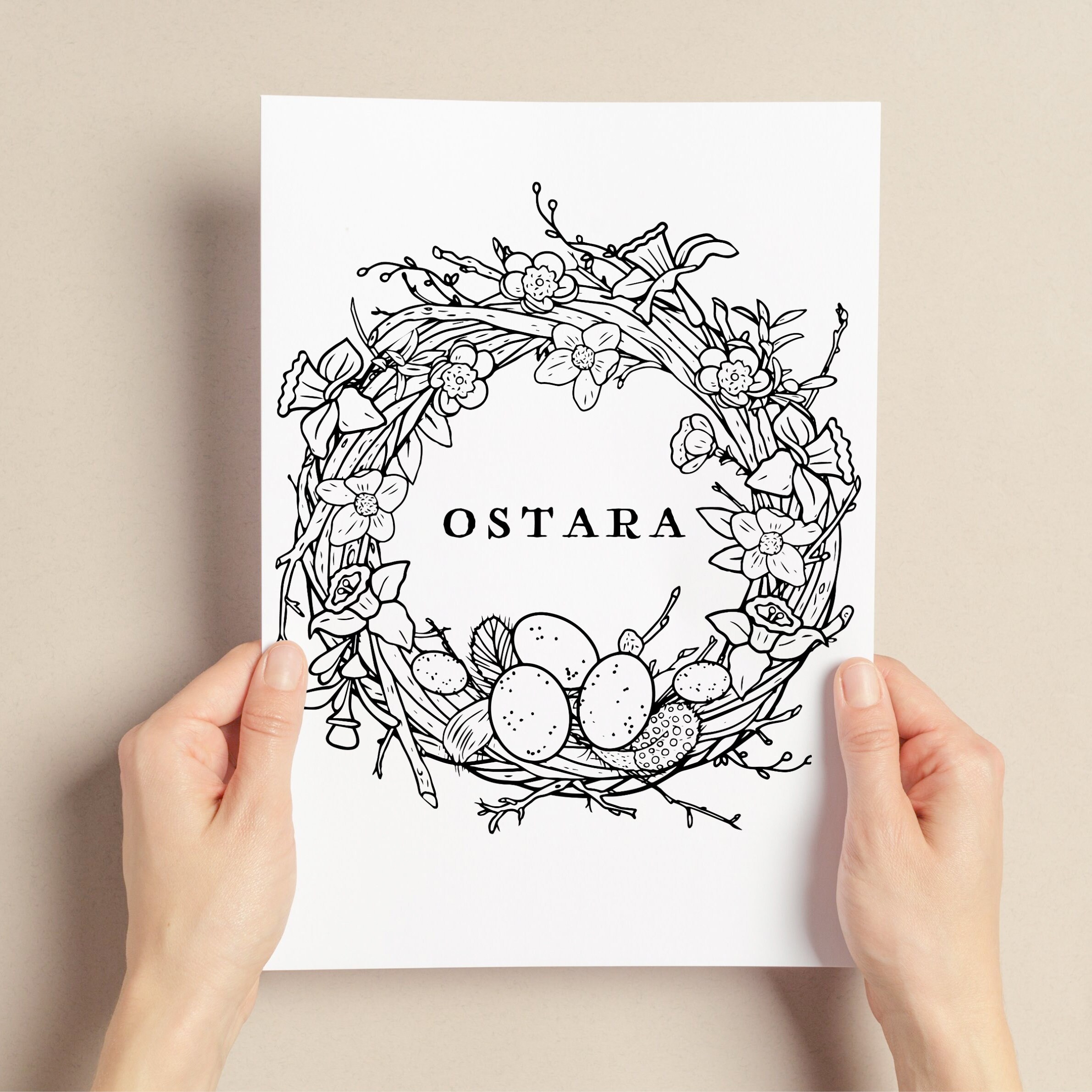 Ostara Wreath Colouring Page Pagan / Wiccan Sabbat Witchy Printable ...