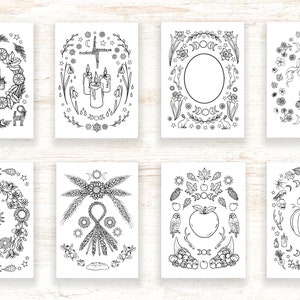 Wheel of the Year - 8 Sabbats Printable Artworks - Pagan / Wiccan Colouring Pages