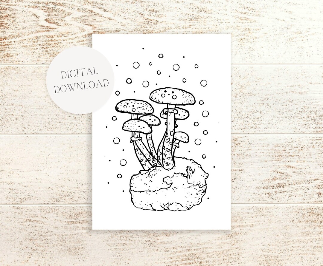 Mushroom Colouring in Sheet, Printable A4 Artwork, Digital Download - Etsy