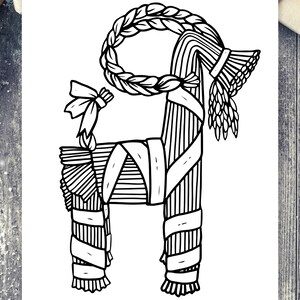 Yule Goat Colouring Page - Printable Yule Decor - Scandinavian ...