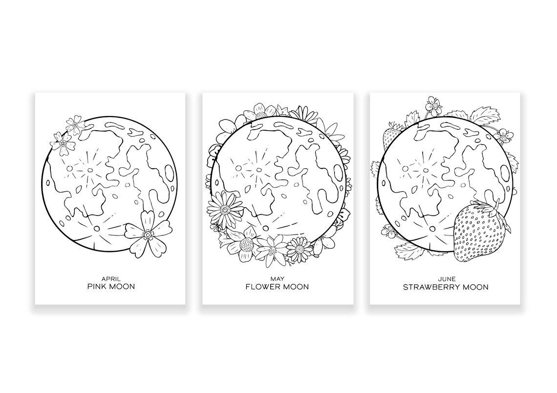 Moon Names Book 12 Moon Names Coloring Pages - Book of Shadows Printable (digital ...
