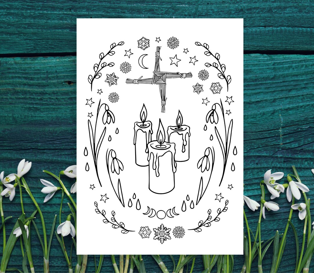 Imbolc Colouring Page Wheel of the Year Pagan / Wiccan Sabbat Art