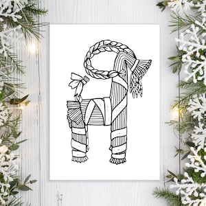 Yule Goat Colouring Page - Printable Yule Decor - Scandinavian ...