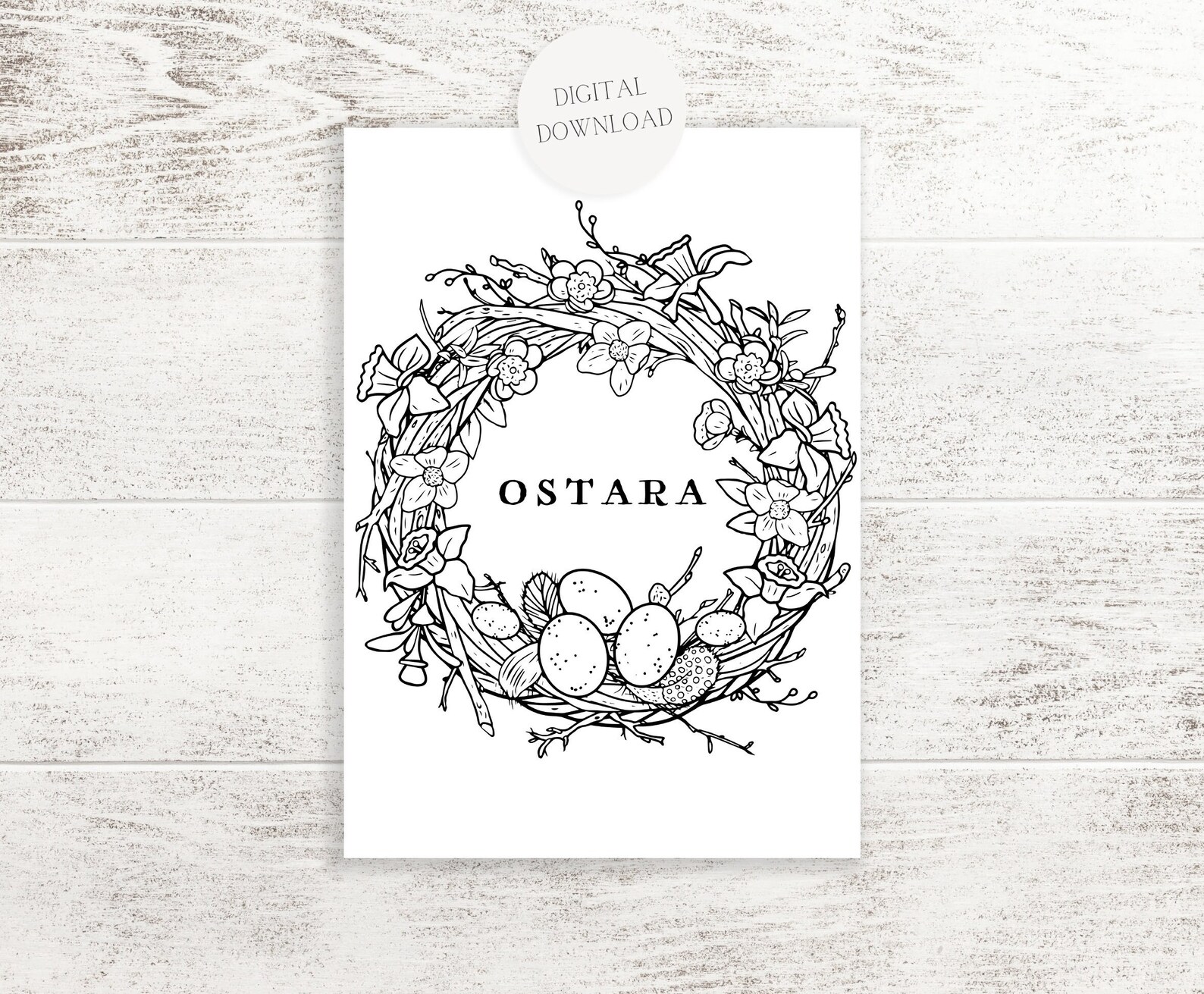 Ostara Wreath Colouring Page Pagan / Wiccan Sabbat Witchy Printable ...