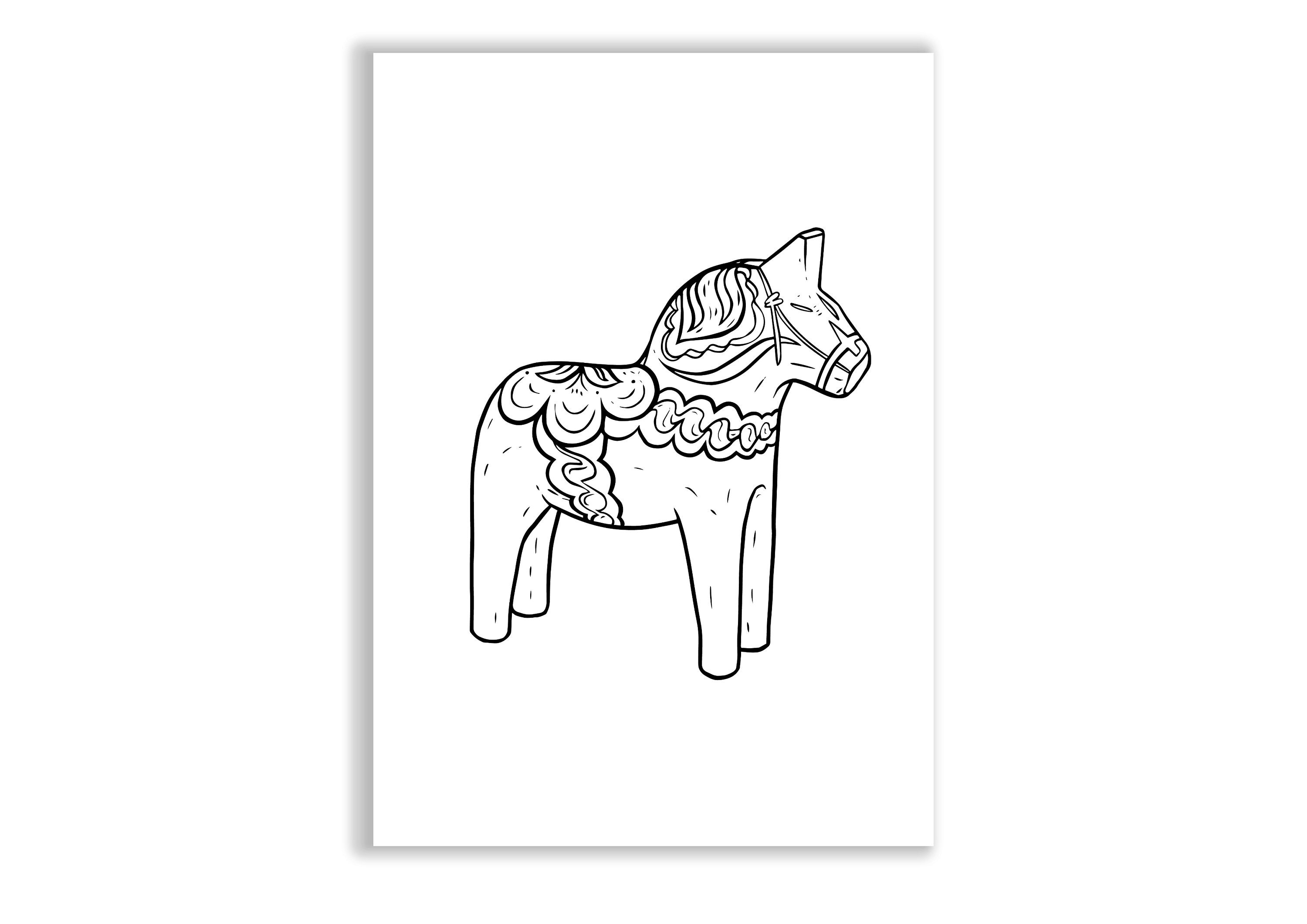 Dala Horse Printable - Swedish Dalahäst Colouring Page - DIY ...