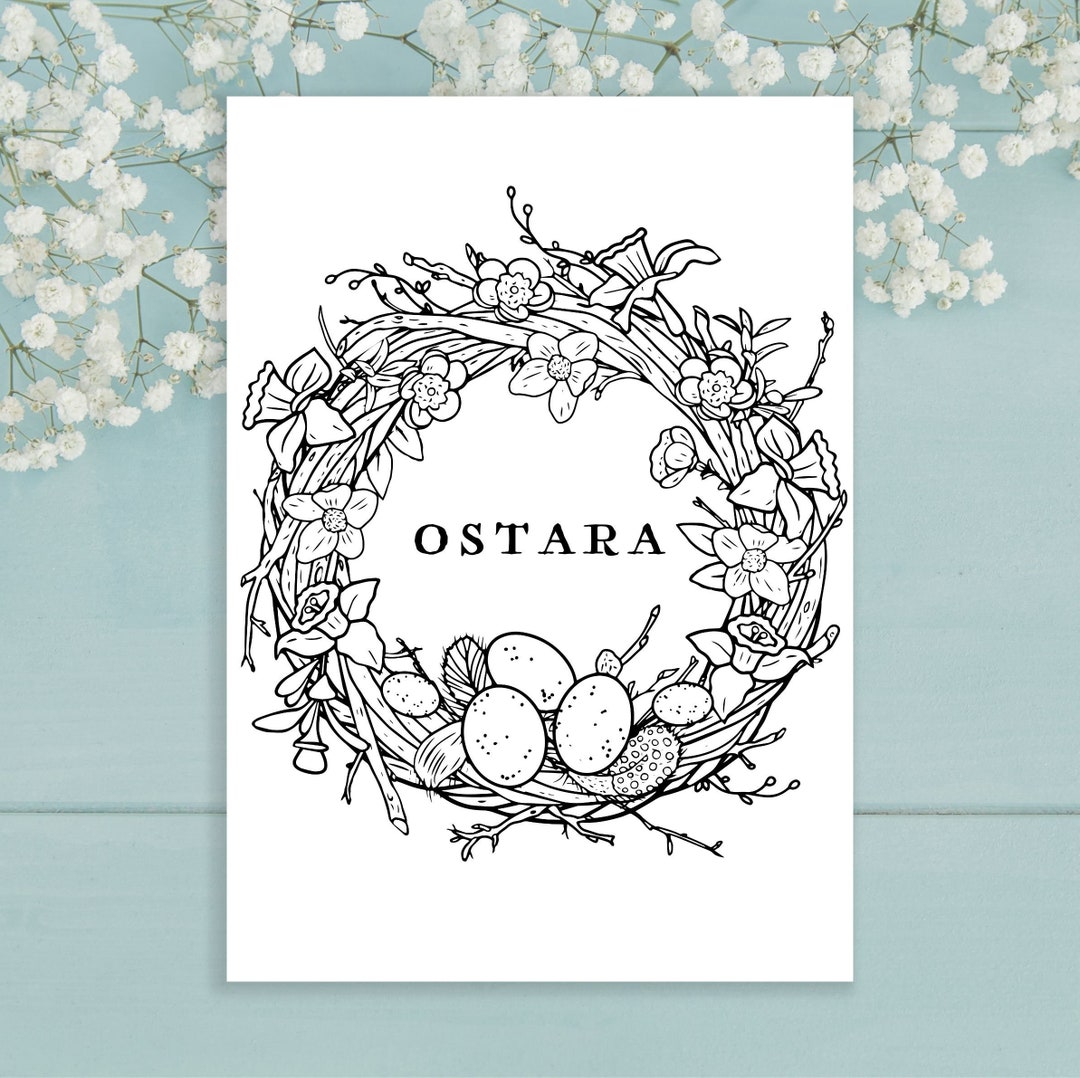 Ostara Wreath Colouring Page - Pagan / Wiccan Sabbat - Witchy Printable ...