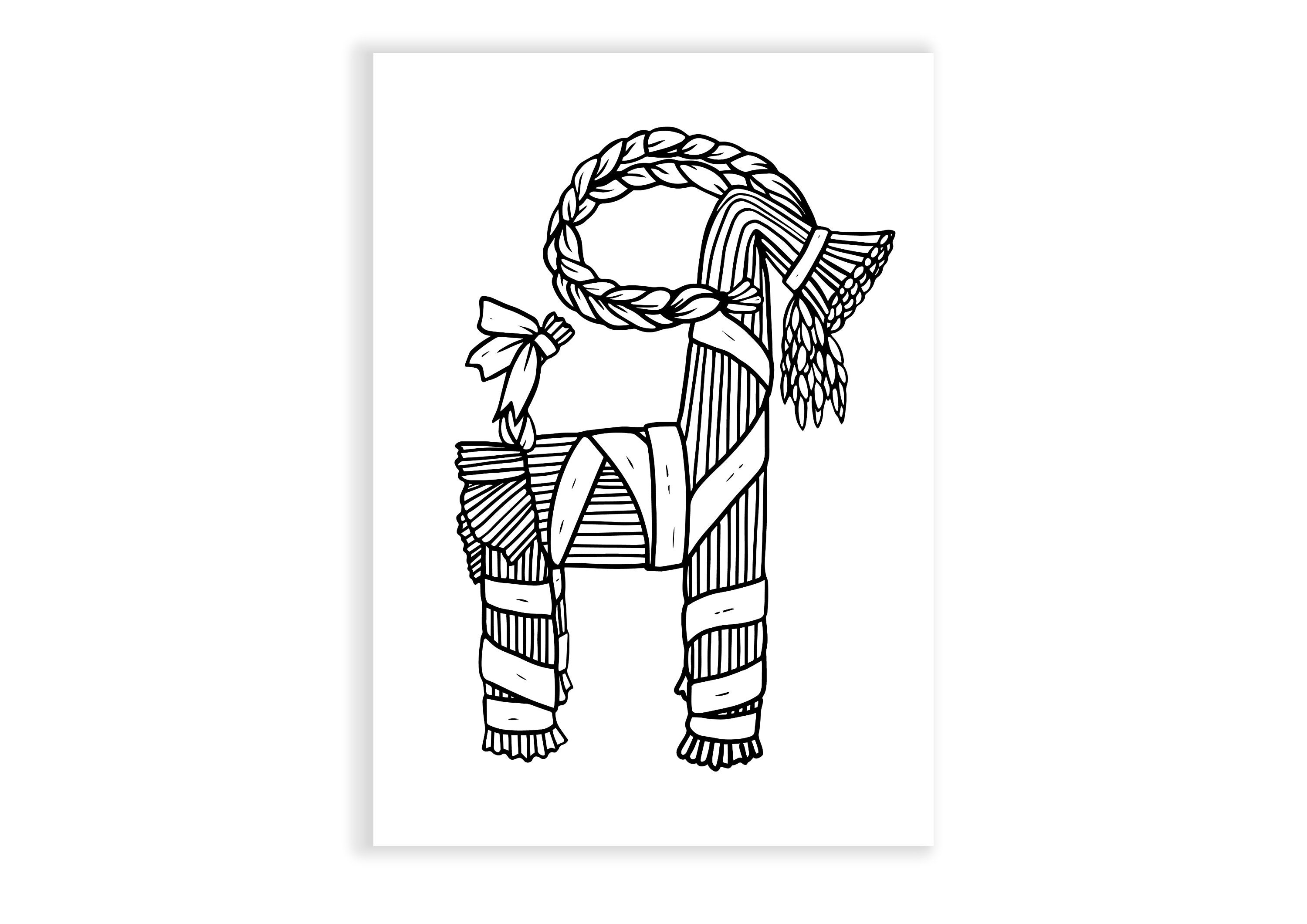 Yule Goat Colouring Page - Printable Yule Decor - Scandinavian Christmas Art - Julbock - Etsy