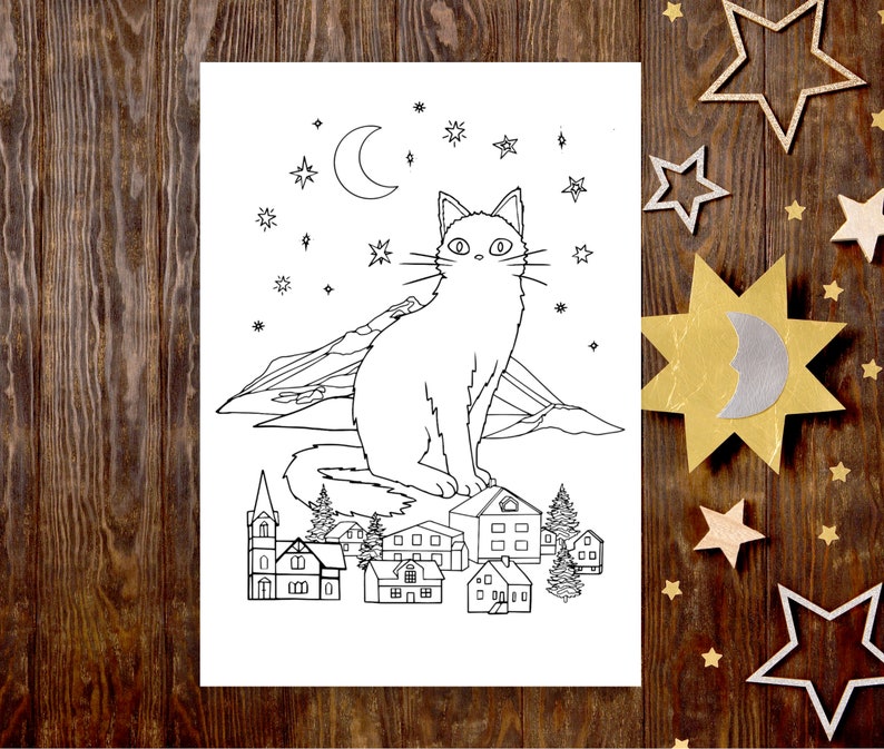 Yule Cat Colouring Page Digital Download Artwork Icelandic Yule Cat