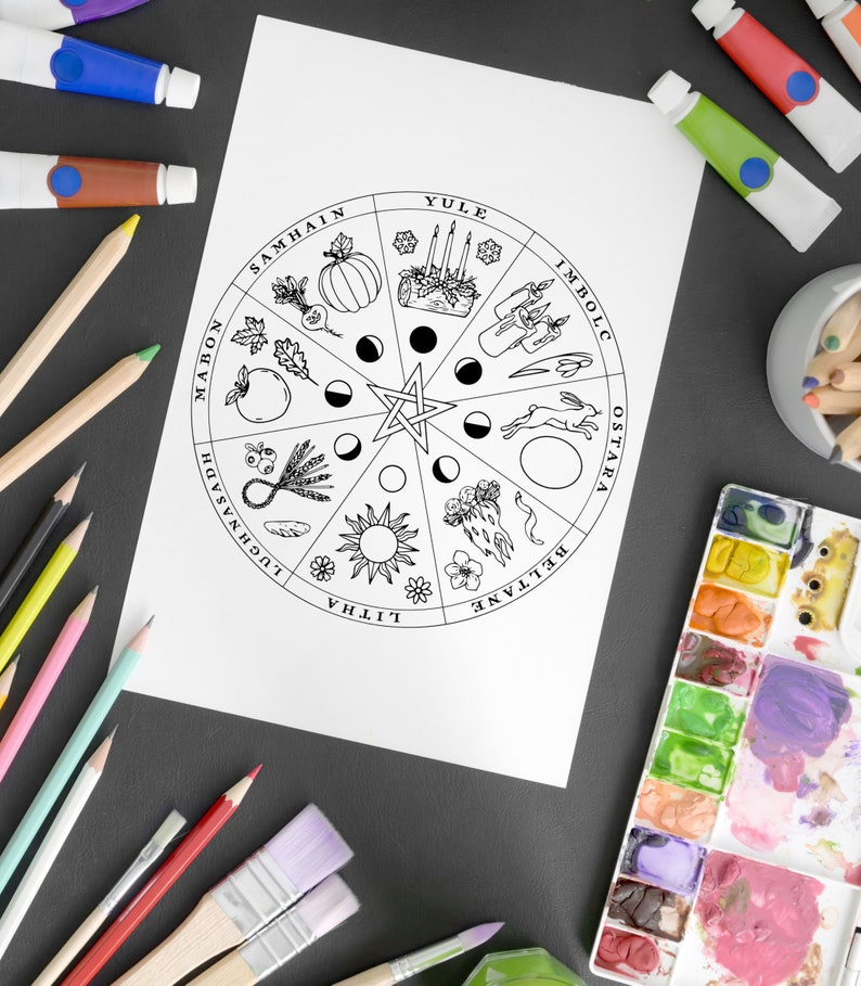 Wheel of the Year Digital Download Colouring Page Book of - Etsy
