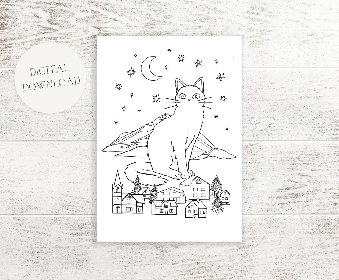 Yule Cat Colouring Page Digital Download Artwork Icelandic Yule Cat ...