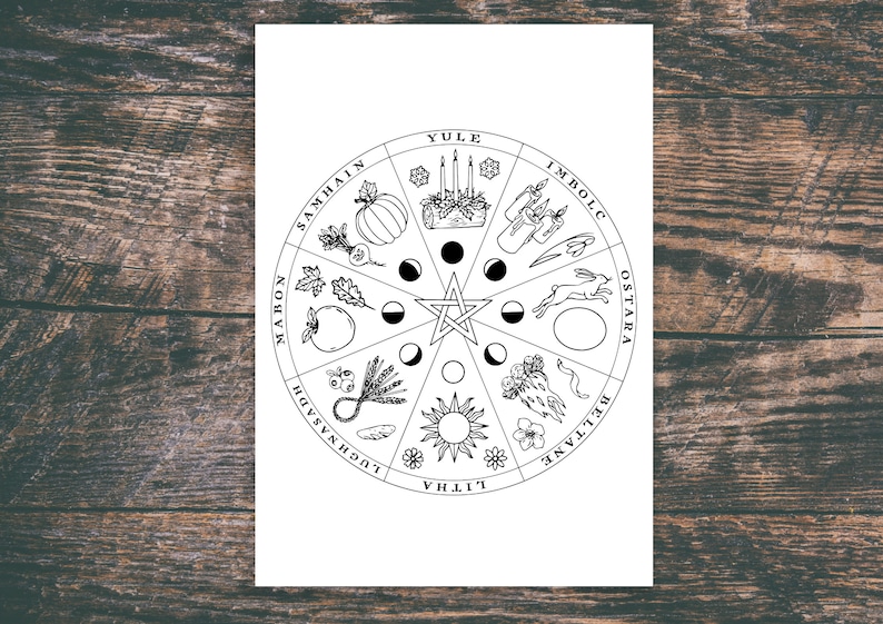 Wheel of the Year Digital Download Colouring Page Book of - Etsy