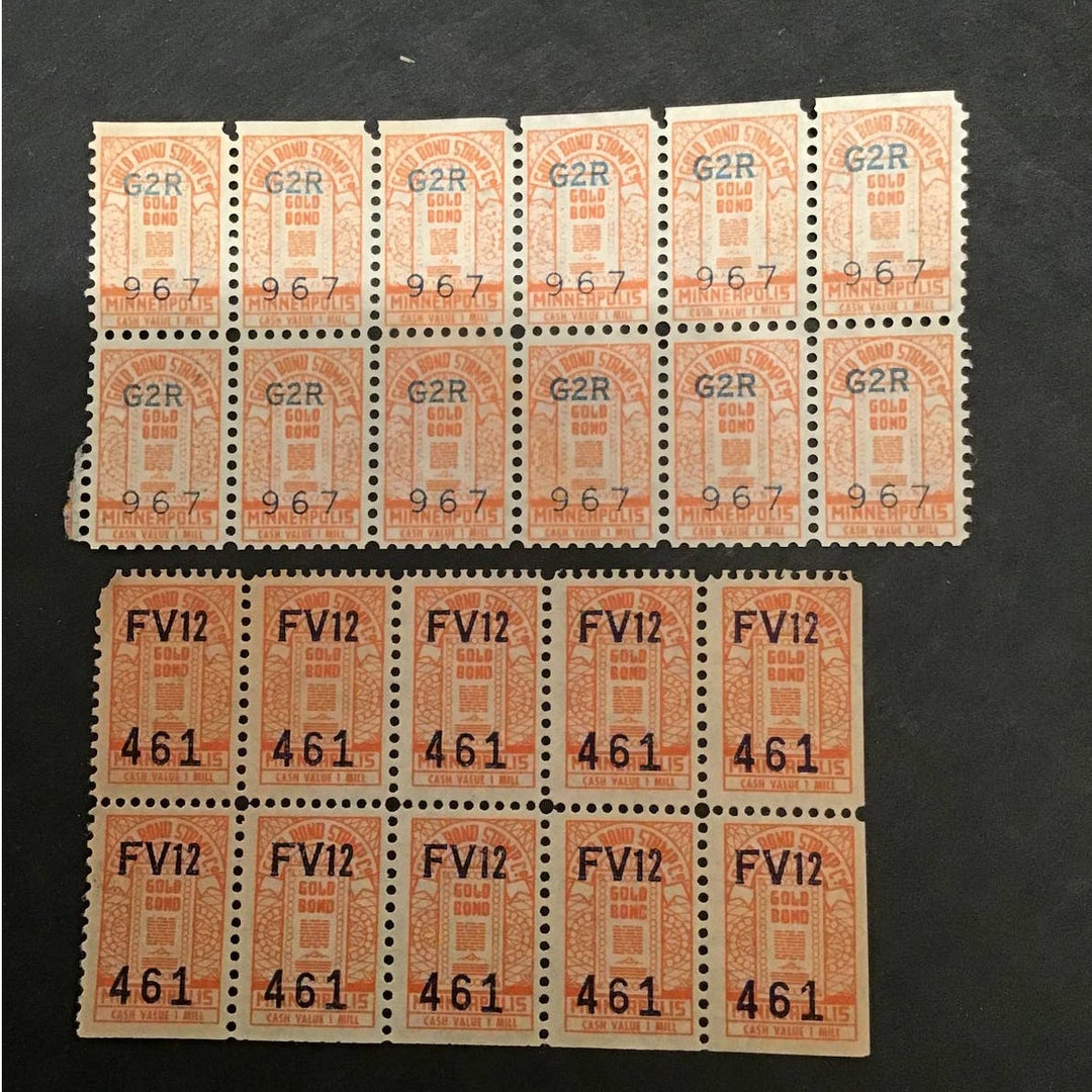 Vintage 1948 Gold Bond Minneapolis Stamps Lot of 22 Stamps Etsy