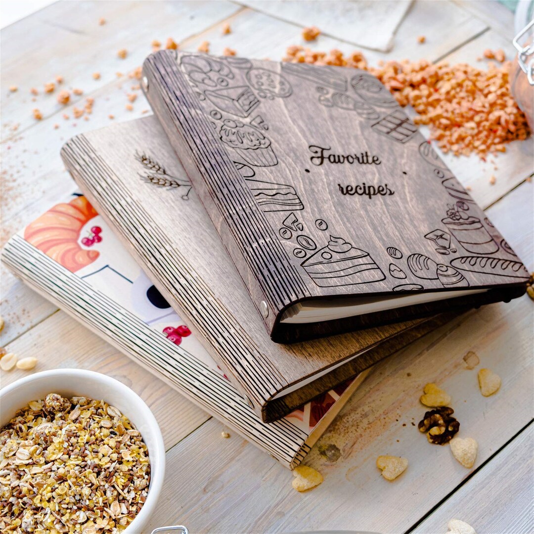Wooden Blank Recipe Book Binder Personalized Recipe Notebook Family