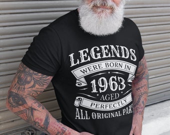 T-Shirt Gift for 61st Birthday Man Woman 61 Years Legends were born in 1963 - Shirt