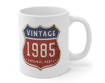 Coffee Cup/Mug 40th Birthday Man Woman Gift 40 Years Retro Vintage Original Parts 1985 - Cup