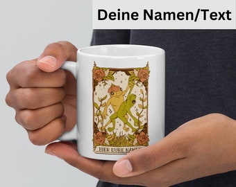 Personalisierte Tasse Geschenk Frosch Frösche Paare Hochzeit Jahrestag Kaffeetasse niedliche Geschenkidee für Paare mit Euren Namen