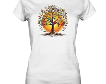 Farbenfrohes Lebensbaum Damenshirt|Naturliebhaber Geschenk|Kreis des Lebens|Baum des Lebens