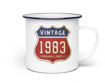 Emaille Tasse Geschenk 41. Geburtstag Mann Frau 41 Jahre Retro Vintage Original Parts 1983