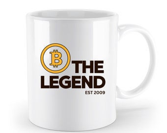 Coffee Cup/Mug BTC Bitcoin The Legend Est 2009 Crypto HODL Bitcoin Gift Cryptocurrency Trader - Cup