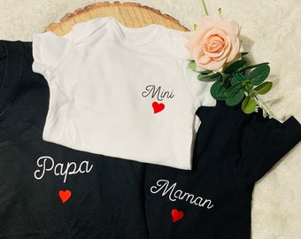 personalized heart family t-shirt