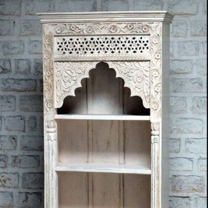 Wooden Hand Carved Book Shelf, Decorative Stand, Hand Carved Decoration, Library Furniture, Display Stand