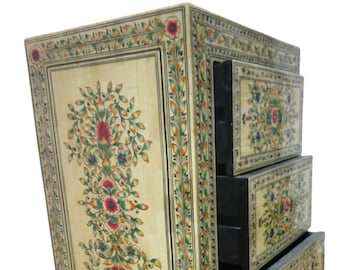 Bone Inlay Bed Side Decorative Hand Painted Night Stand
