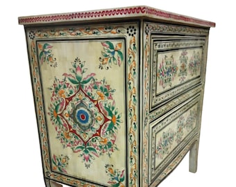 Hand Painted Colourful Bone Inlay Drawer Chest, Vanity, Decorative Dresser Board
