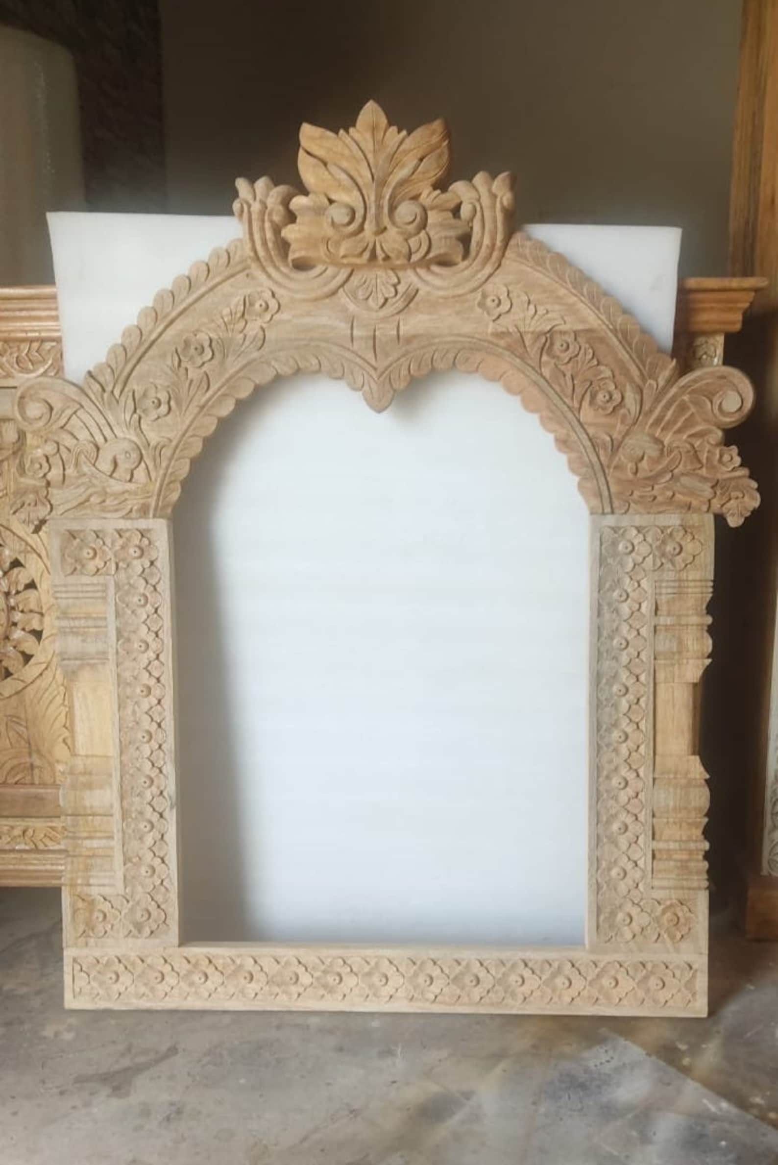 Wooden Hand Carved Wall Mirror Frame Etsy