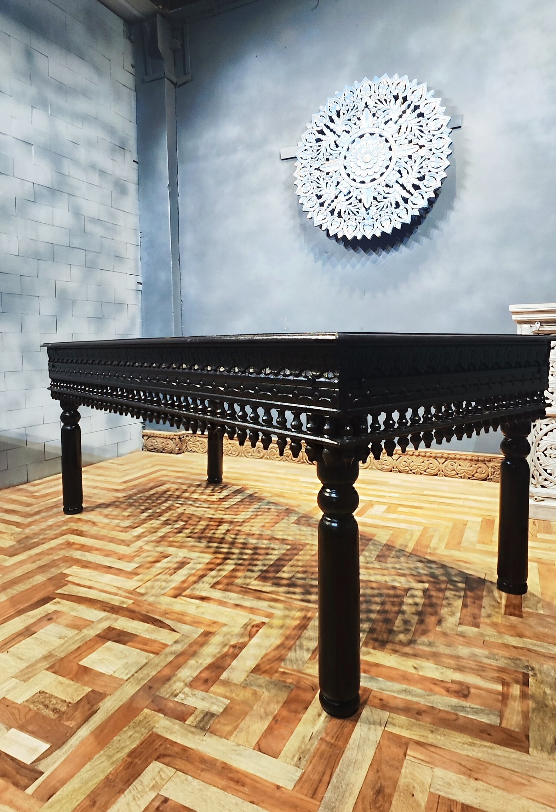 Cosmic Hand Carved WOODEN DINING TABLE, Indian Hand Made, Traditional