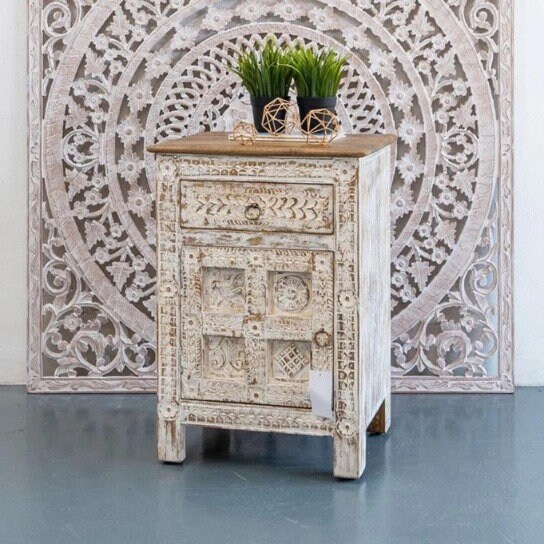 White Washed Nightstand Etsy UK