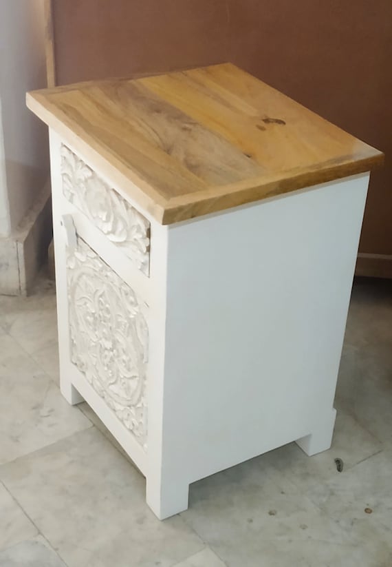 Wooden Hand Carved Bed Side Decorative Night Stand Etsy UK