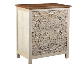 Wooden Hand Carved Bed Side Decorative Night Stand