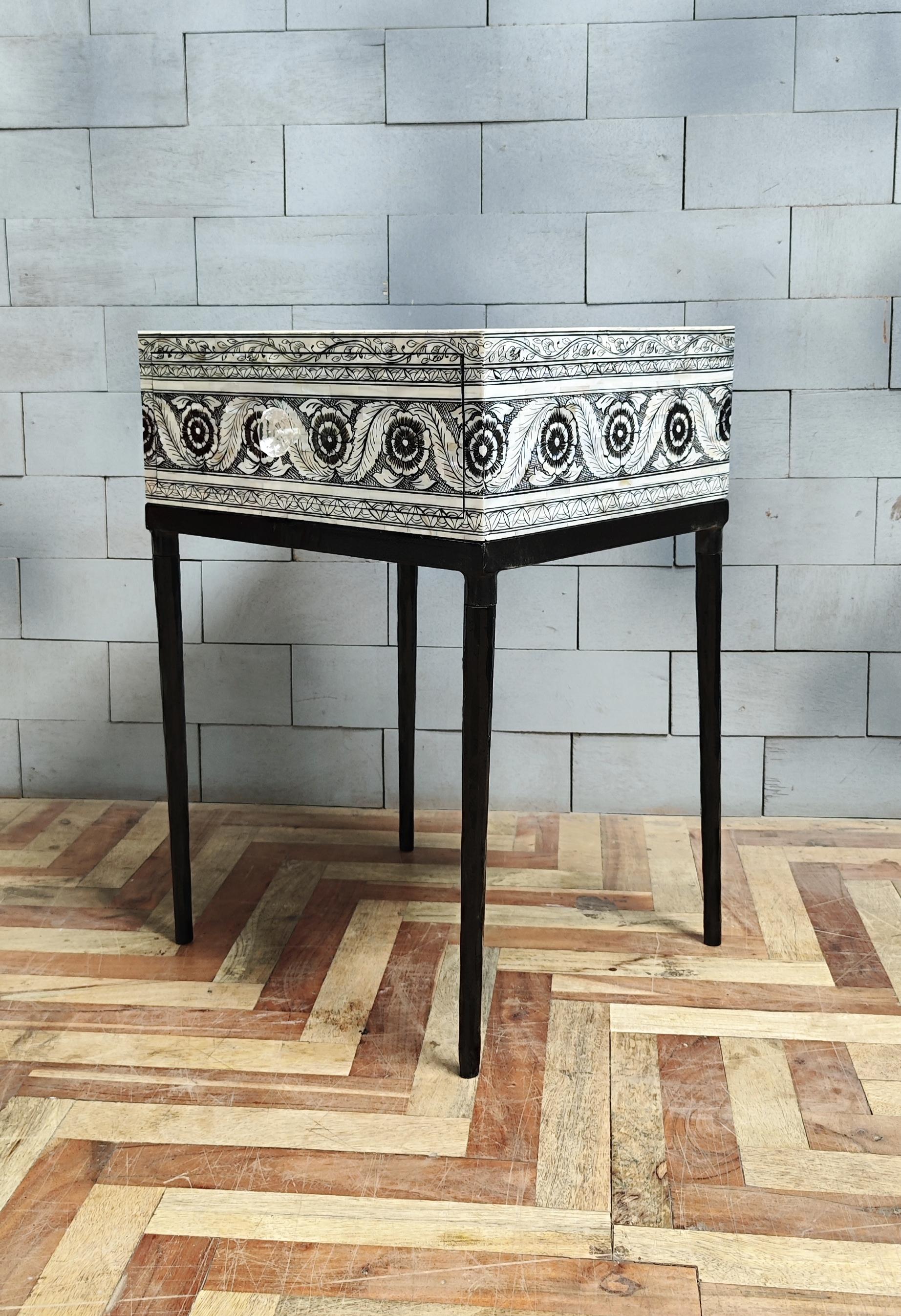 Handmade MOP Inlay Nightstand: Hand Painted Bedside Table - Etsy