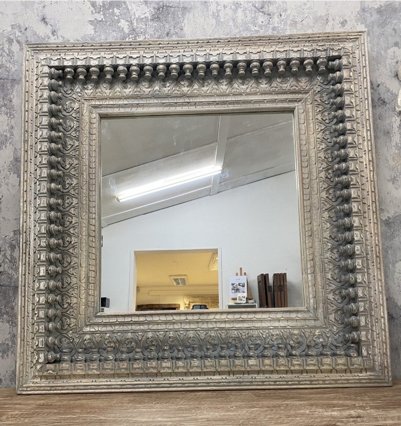 Wooden Hand Carved Wall Mirror Frame Etsy