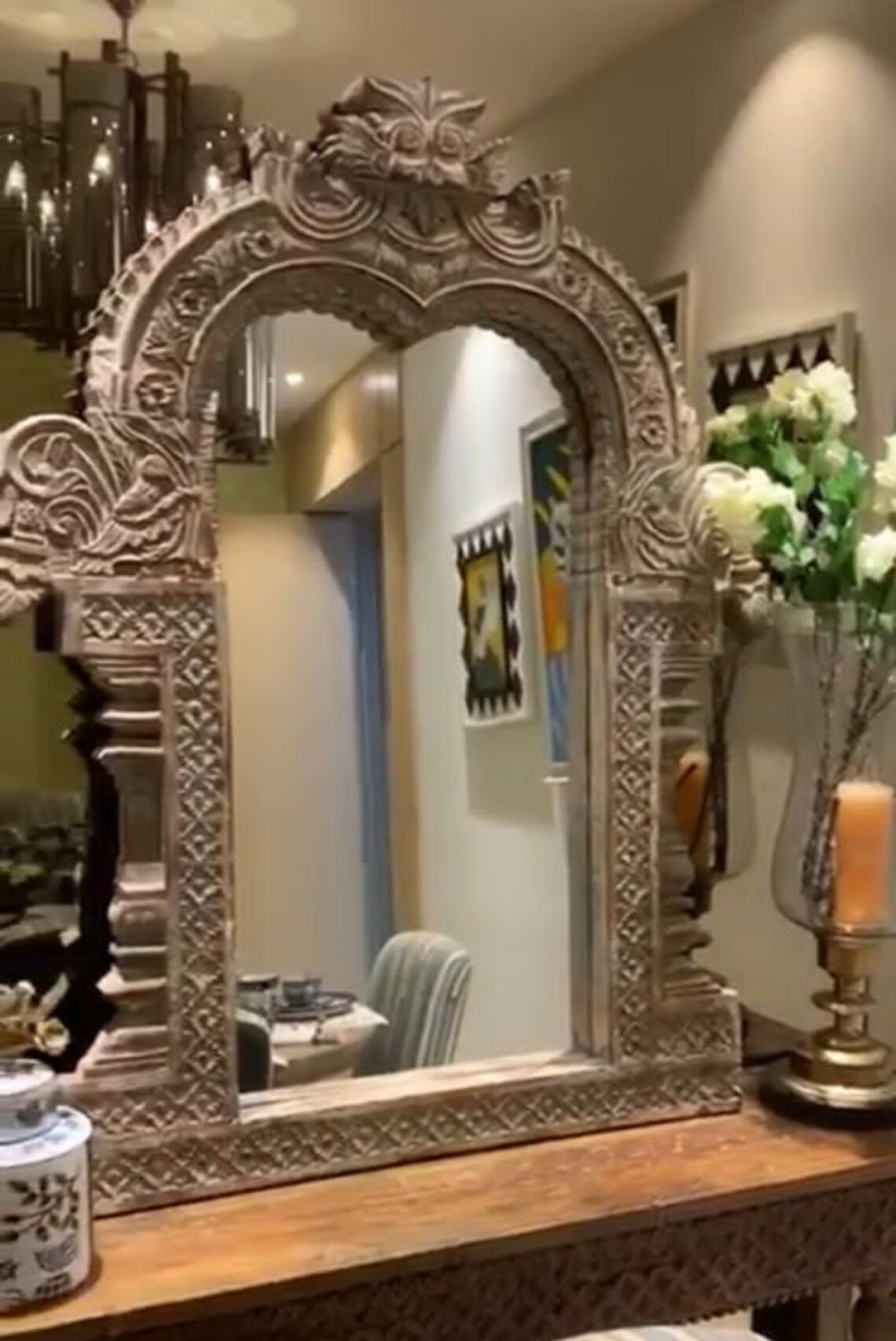 Wooden Hand Carved Wall Mirror Frame Etsy