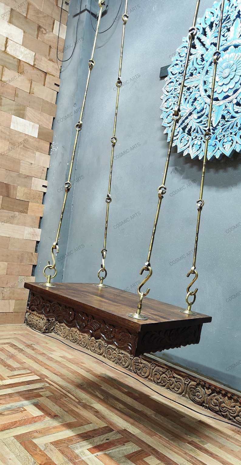 Wooden Hand Carved Swing With Stand/ Without Stand, Ceiling Hanging