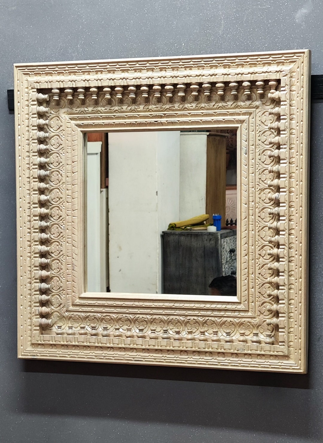 Wooden Hand Carved Wall Mirror Frame Etsy