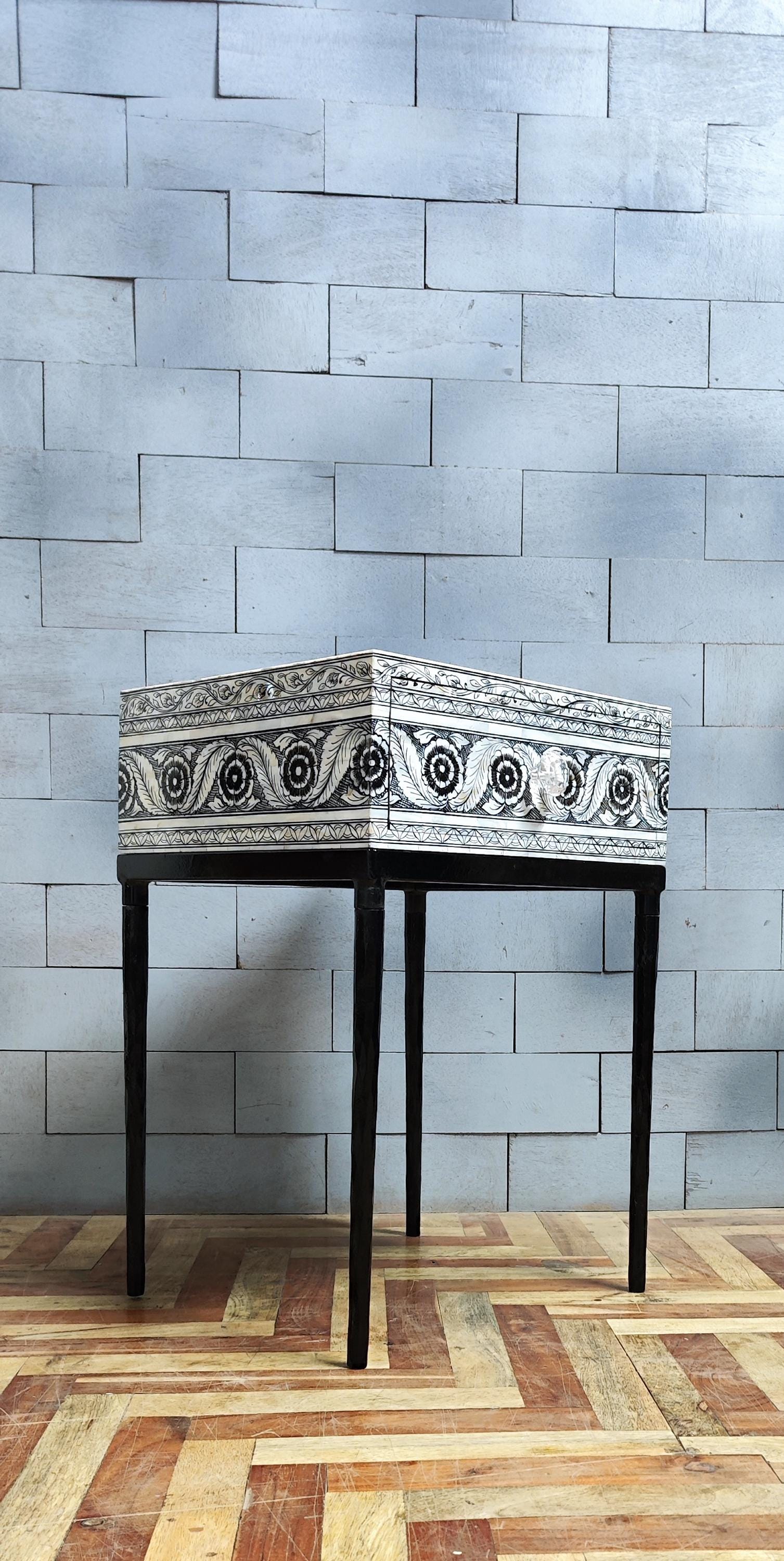 Handmade MOP Inlay Nightstand: Hand Painted Bedside Table - Etsy