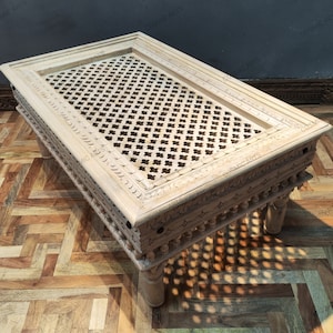 Hand Carved Indian Mango Wood Coffee Table