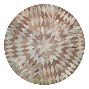 Diamond Patterned Wooden Table Top: Acacia & Mango Wood Inlay