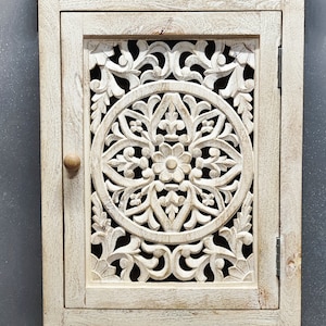 Wooden Carved Wall Cabinet, Wall Shelf, Wooden Jali Style Wall Cabinet, Floral Patterned Cabinets, Wall Decor