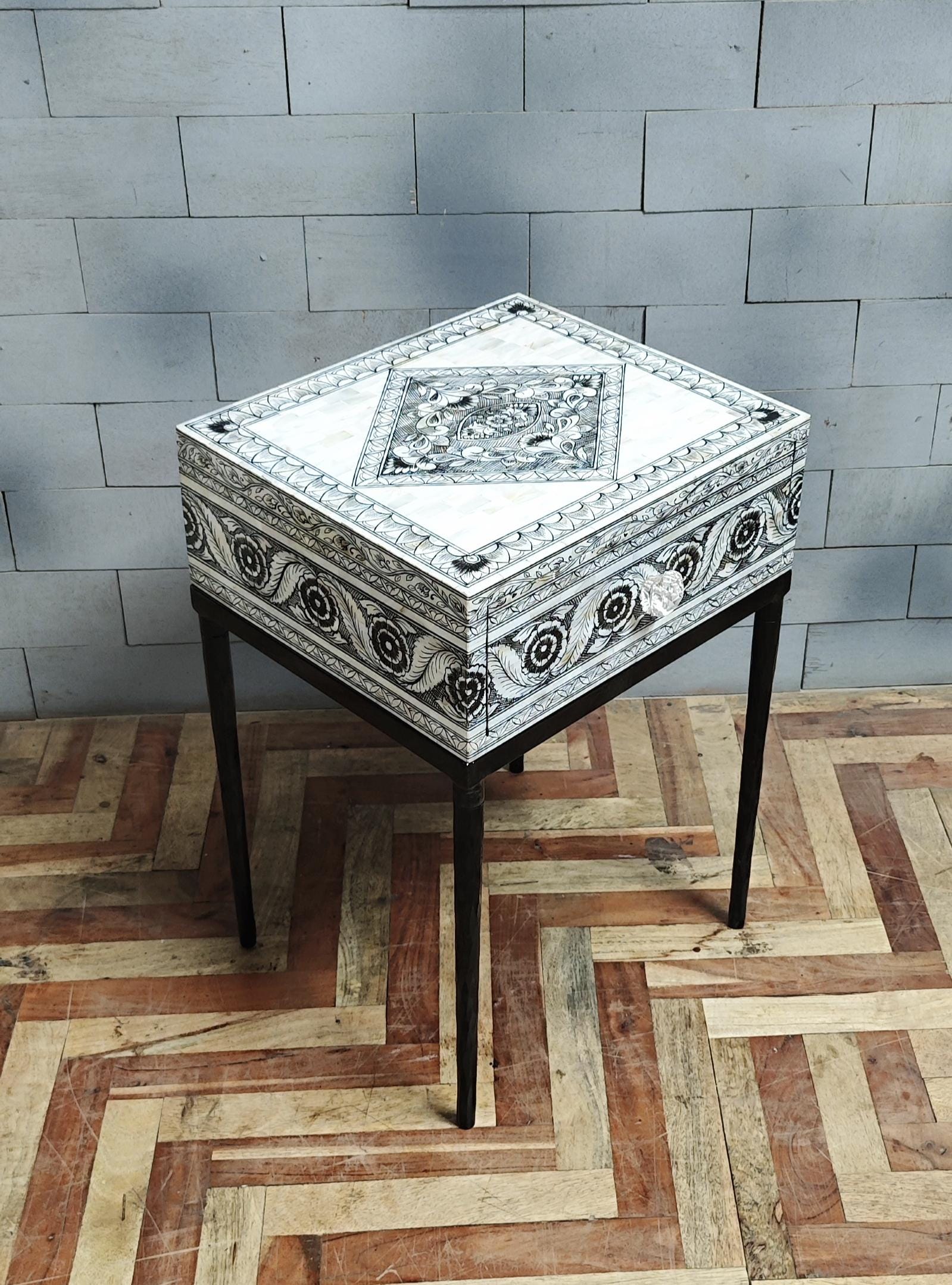 Handmade MOP Inlay Nightstand: Hand Painted Bedside Table - Etsy